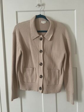 Women’s Nordstrom Caslon Light Beige Ribbed Knit Cardigan S